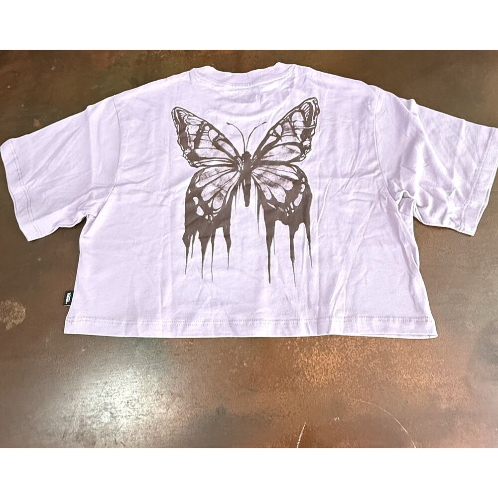 Vans Women's Crop Top T-Shirt Lavender Casual Logo Tee Size Medium  Fairycore